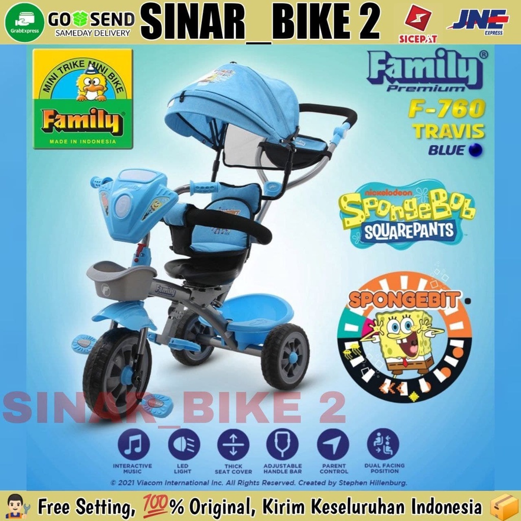 Sepeda Roda Tiga FAMILY TRAVIS F-760 Tricycle Anak Musik Kursi Putar