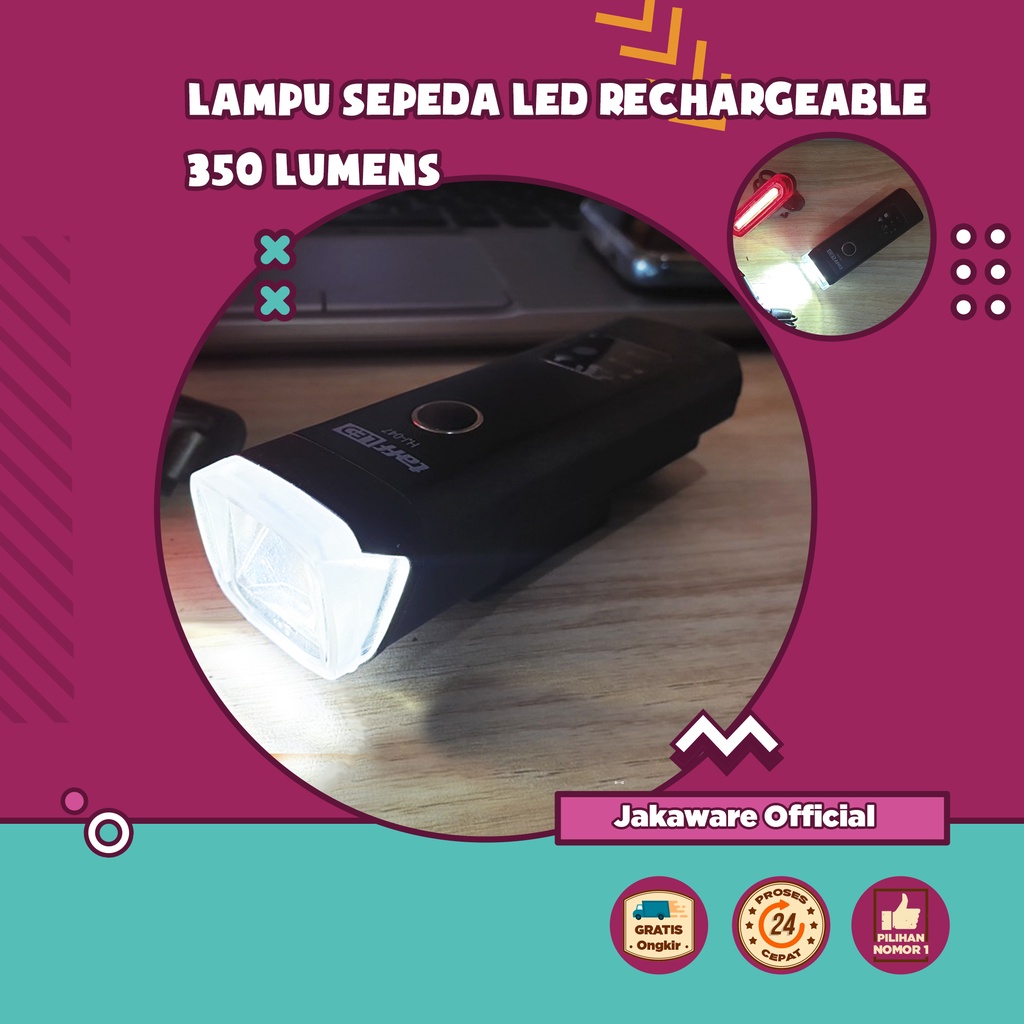 LAMPU SEPEDA LED RECHARGEABLE 350 LUMENS DEPAN LAMPU BELAKANG SENTER SEPEDAH GUNUNG MTB LIPAT BALAP 