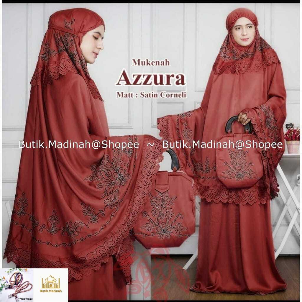 BUTIK.MADINAH MUKENA DEWASA AZZURA BORDIR 3D TIMBUL ROBERTO CORNELI SUTRA VELVET