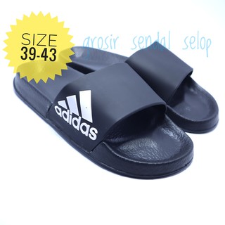  SANDAL  PRIA  WANITA ADIDAS HITAM PUTIH  SLIDE SELOP  FORMAL 