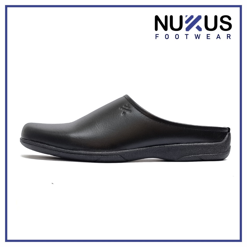 Nukus Sandal Selop Pria Kulit Sapi Asli Hitam - SLMG