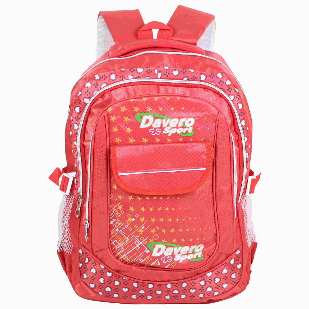 Tas Ransel Cewek Davero Sport Merah Backpack Sekolah Les Piknik Bagus Fashionable Murah Awet