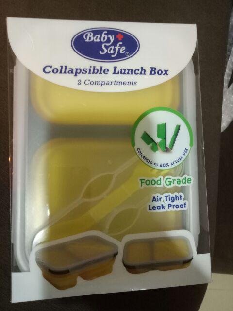 Babysafe Collapsible Lunch Box 650+250ml Tempat Bekal Silicon Lipat - Baby Safe - Tempat Bekal