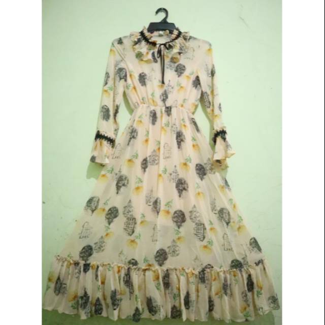 Dress korea vintage retro import baju bangkok