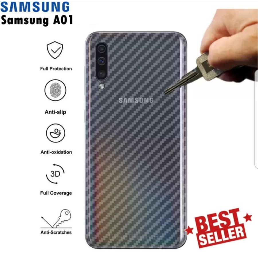 Skin Carbon Anti Gores Garskin Belakang Stiker Handphone Samsung A01 Samsung A01 Core Samsung A02 Samsung A02S