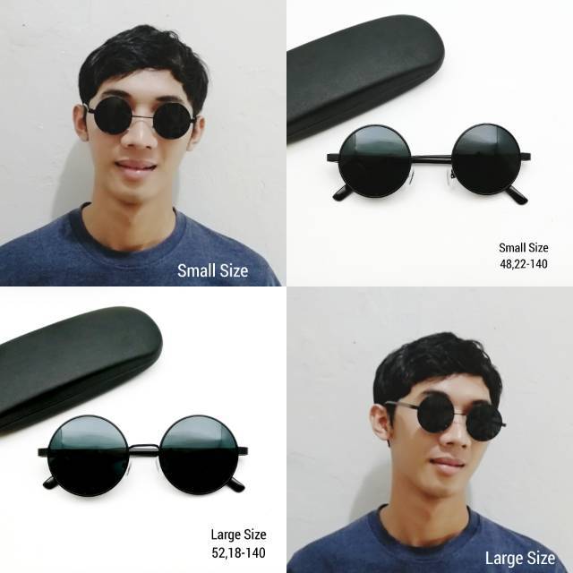 Kacamata Sunglass Unisex Rounded Vintage, Kacamata Hitam Bulat John Lenon Boboho Vintage Retro Murah