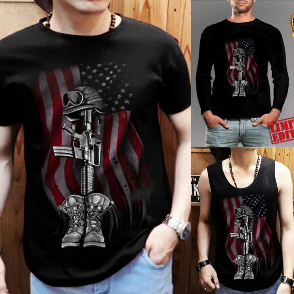 Shalch Trendy / T-shirt / Singlet / Kaos Panjang Motif Sniper Bendera