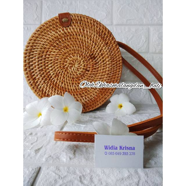 TAS FULL RATTAN ORIGINAL BALI DIAMETER 20CM (COKLAT)