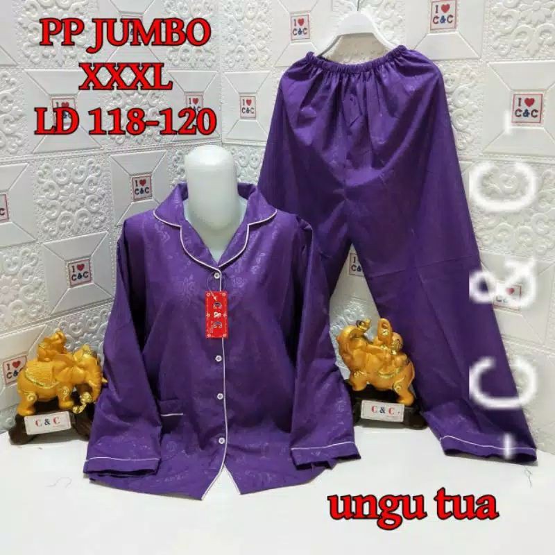Piyama Lengan Panjang Polos  PP Jumbo Hembos LD 120cm-Ungu