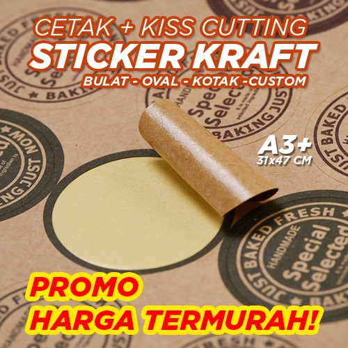 

STICKER LABEL KEMASAN UMKM makanan & minuman KRAFT A3+ cetak + cutting