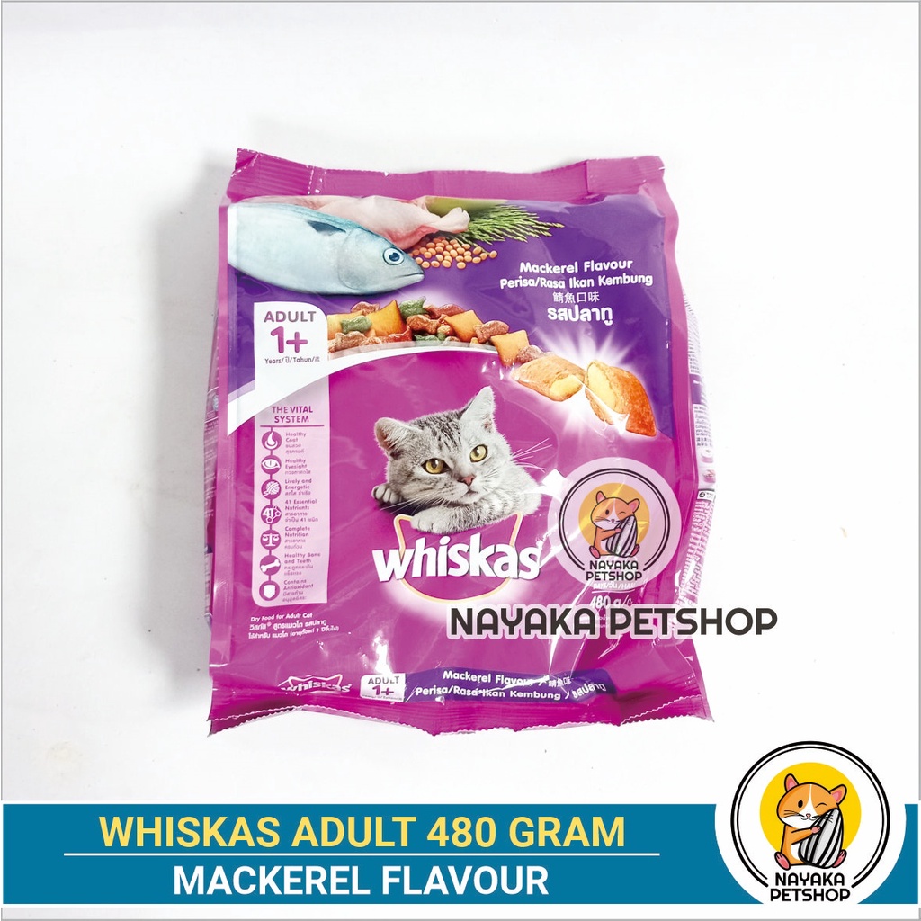 Whiskas Mackerel 480 gr Pakan Kucing Makanan Kering Cat Dry Food