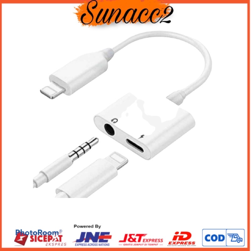 Splitter Handsfree Dual Ligthning 2in1 Converter Iphone 7 8 X XS Sambungan Audio jack + Charger