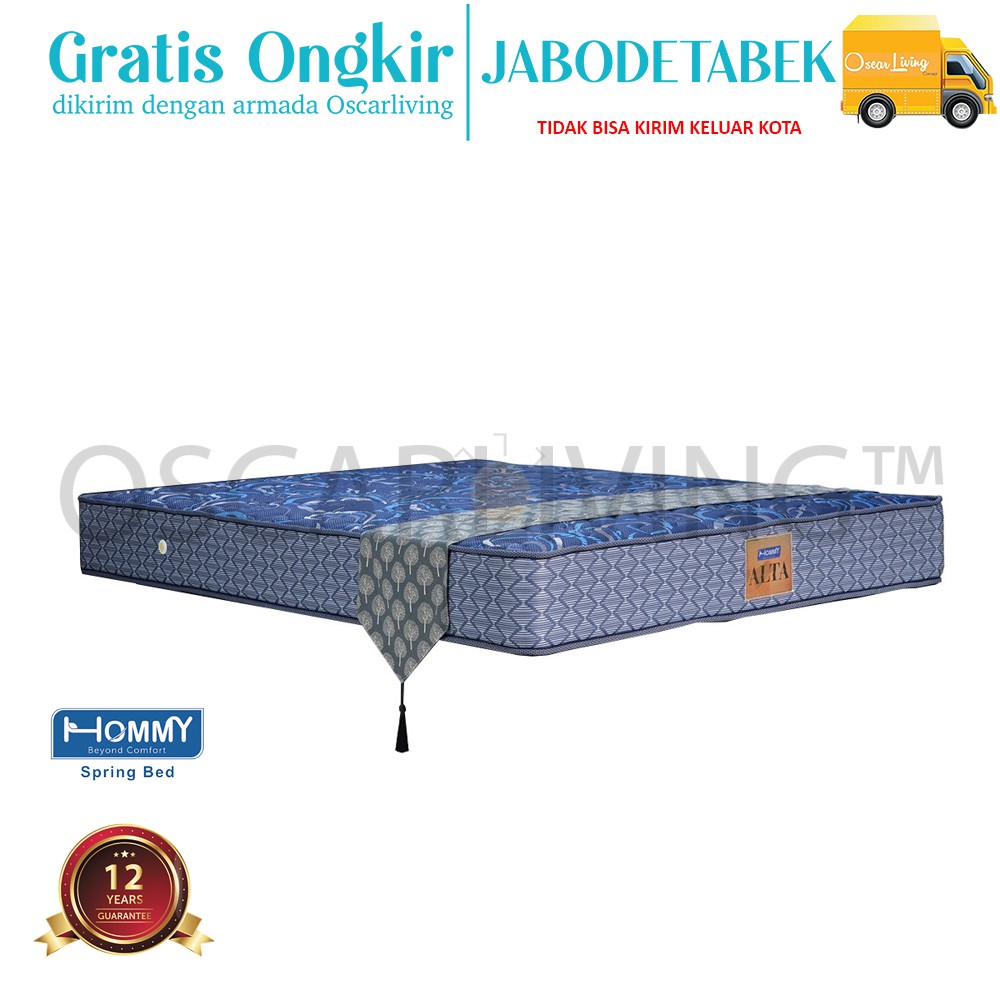 Hommy Alta Kasur Spring Bed Biru Tebal 26 Cm Springbed [Mattress Only/Khusus Jabodetabek]