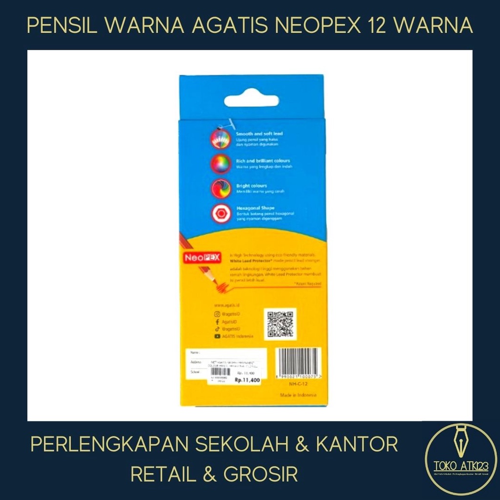 Pensil Warna Agatis Neopex Hexagonal Shape 12 Warna Full Length