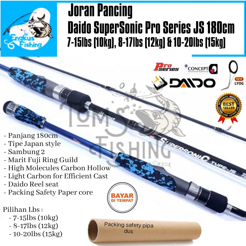 Joran Pancing Daido Supersonic Pro Series JS 180cm (8-17lbs-10-20lbs) Ring Fuji - Engkus Fishing