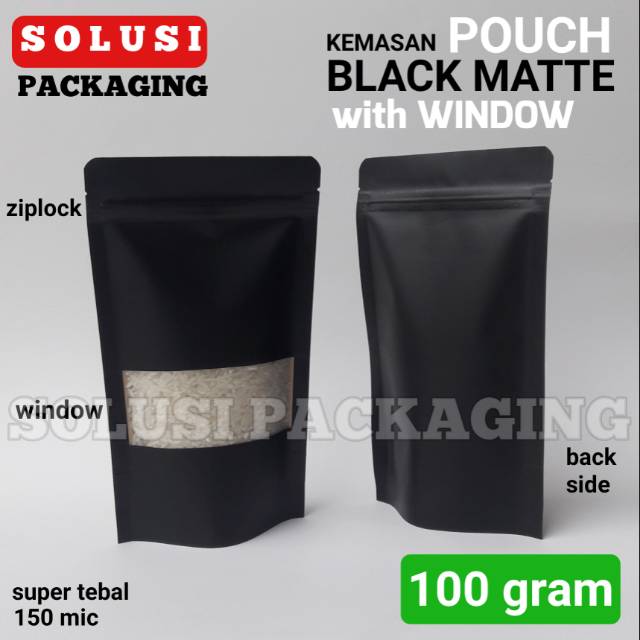 Jual ISI 100 KEMASAN KOPI BLACK WINDOW 100GR MATTE/COFFEE BAG/ PLASTIK