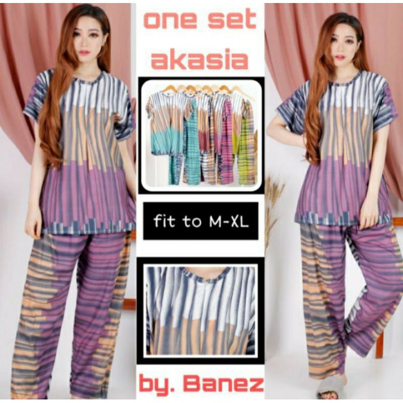 piyama one set Akasia by banez