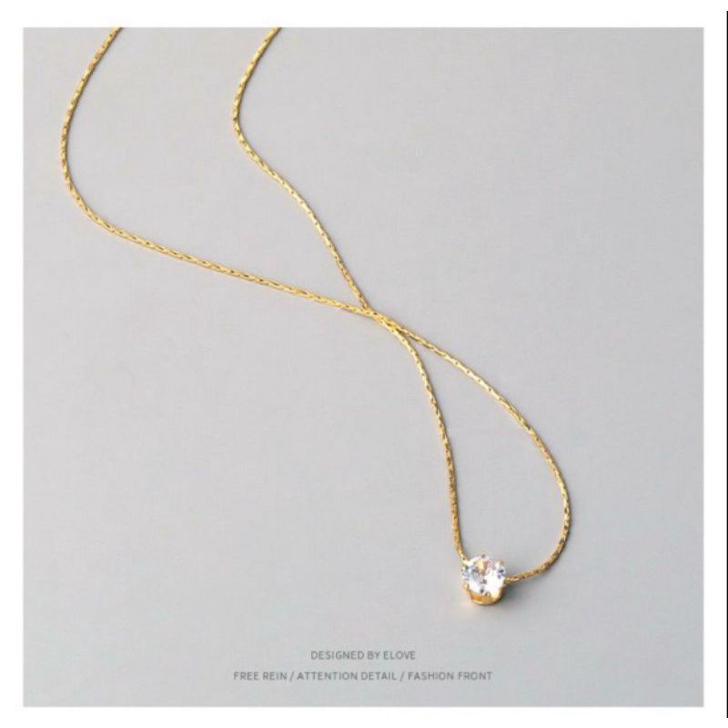 kalung titanium liontin mata satu mini gold