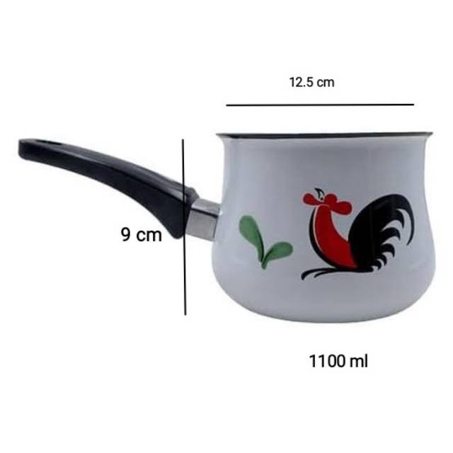 Panci Enamel milk Pan ejiri ayam jago kukuruyuk