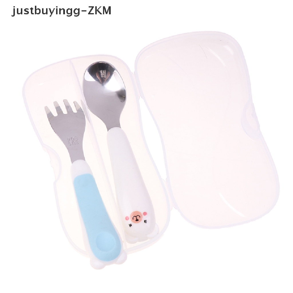 Set Peralatan Makan Sendok Garpu Portable Bahan Stainless Steel 304 Motif Kartun Untuk Anak