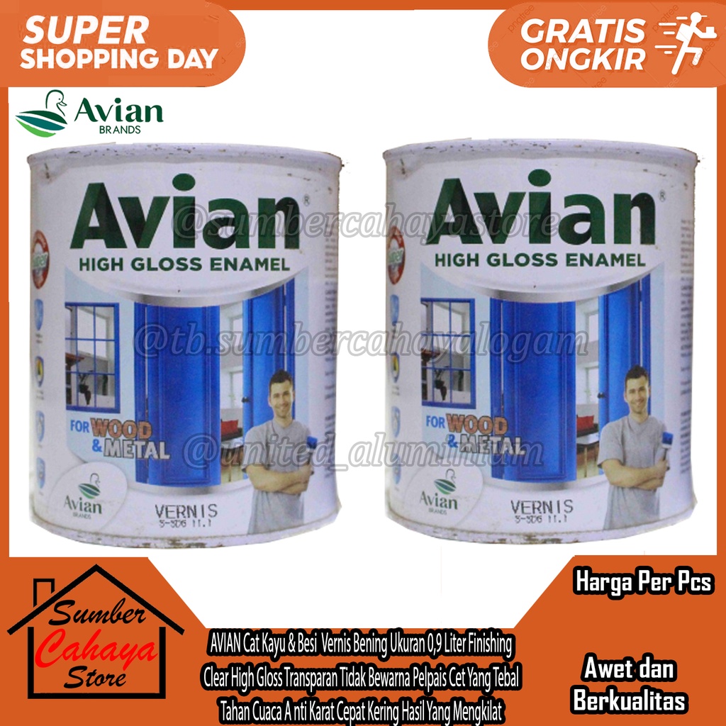 Jual Avian Vernis Cat Kayu And Besi Bening Ukuran 1 Kg Kilo Kilogram 09 Liter L Lt Lter Finishing 8799