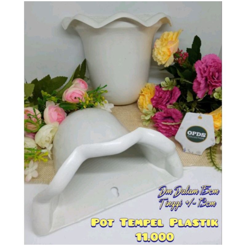 Pot Tempel Plastik Putih Pot gelombang Pot Tempel Dinding