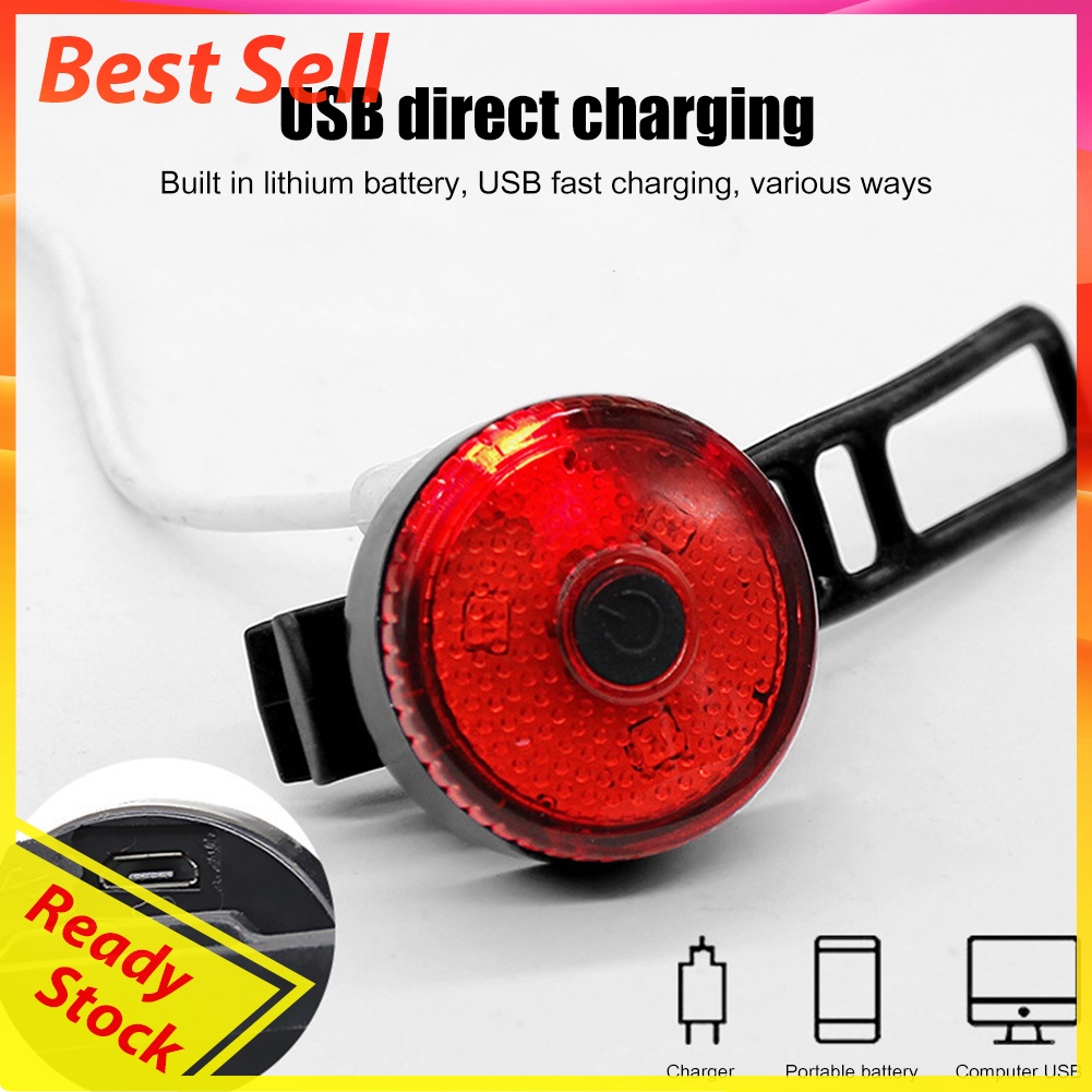 USB Rechargeable Bike Tail Light Waterproof Night Running Warning Lights