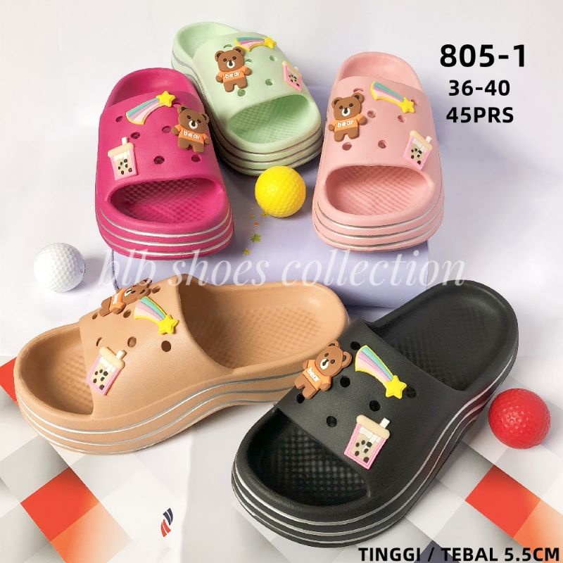 Sandal Selop Wanita Motif Bear Fuji Sandal Import Cewek Trendy Nyaman kekinian Empuk Tebal Sandal wedges Empuk Ringan