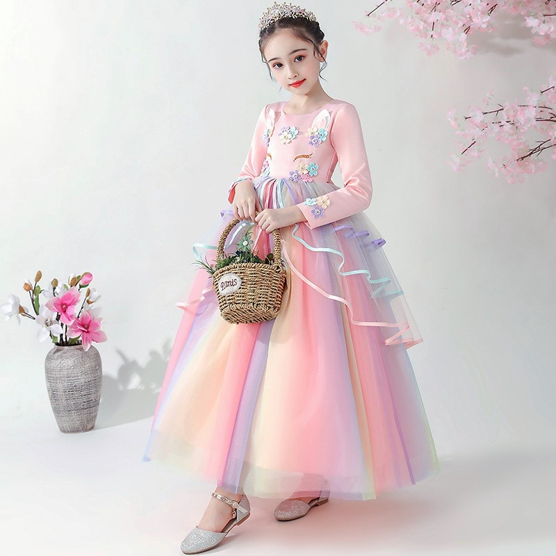 2T-13T DRESS UNICORN ANAK PANJANG / GAMIS UNICORN ANAK LENGAN PANJANG BAJU ULANG TAHUN