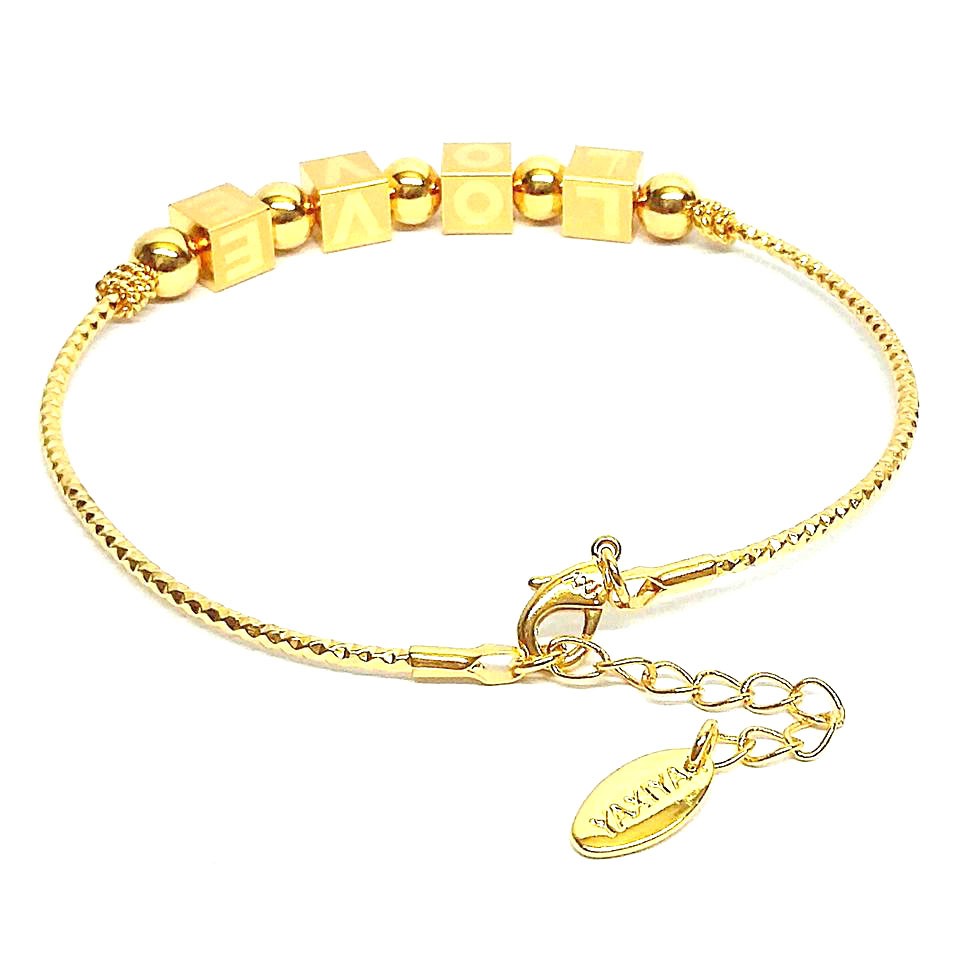 Gelang Korea Square Love Gold Colour