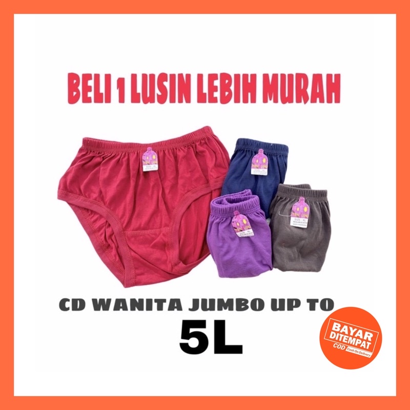 1 Lusin Celana Dalam CD Cawet Kancut Wanita Perempuan Cewek Jumbo Big Size Bahan Adem Motif Import