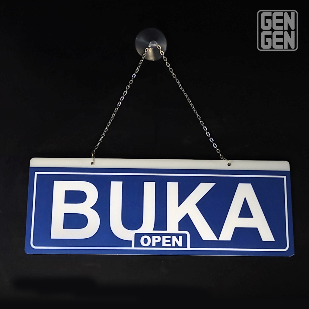 Papan BUKA TUTUP Toko Akrilik Open Closed Warna  Merah Biru - Plang Cafe, Salon, Warung, Kantor