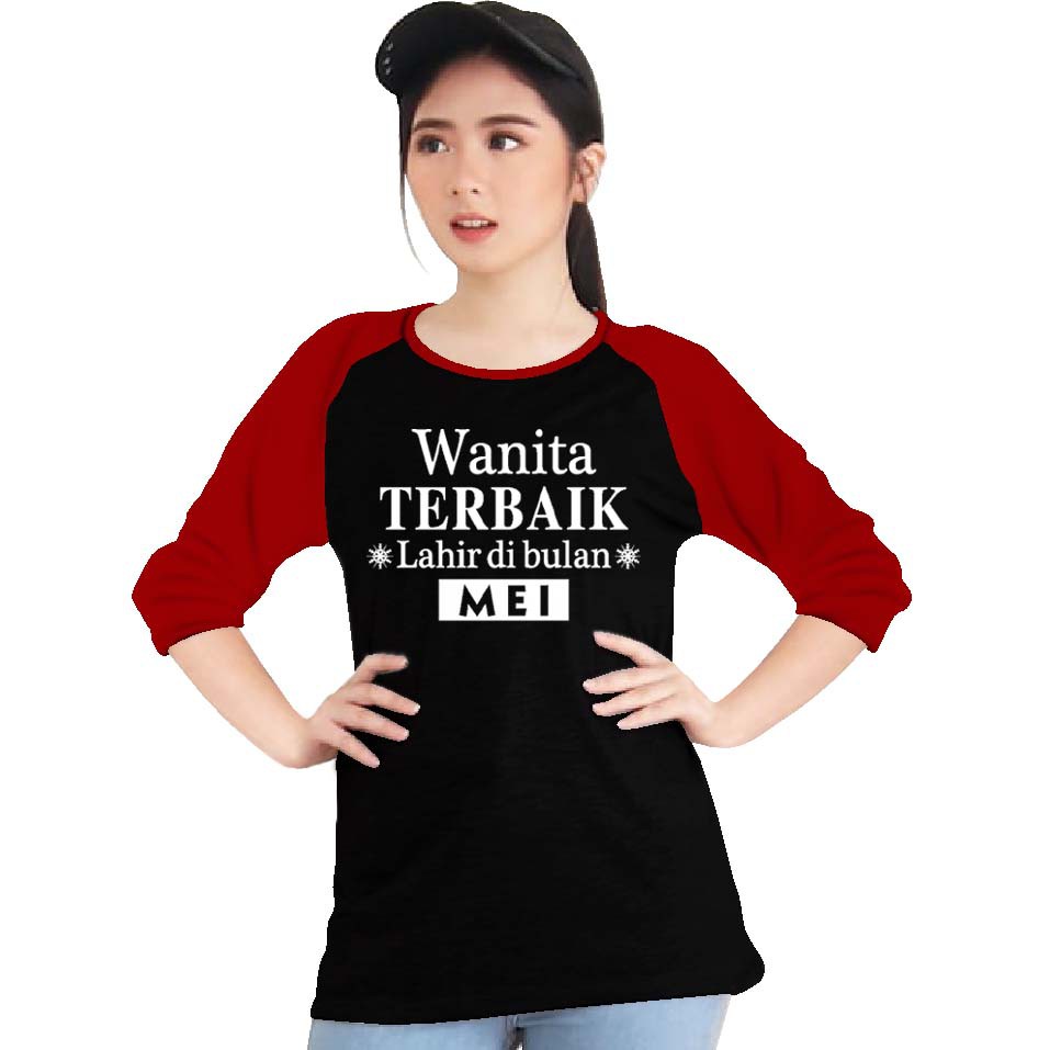 Kaos Raglan (MEI)/Kaos Wanita Lengan 3/4/ Kaos Wanita/ Kaos Cowok/ Kaos Oblong/Misty