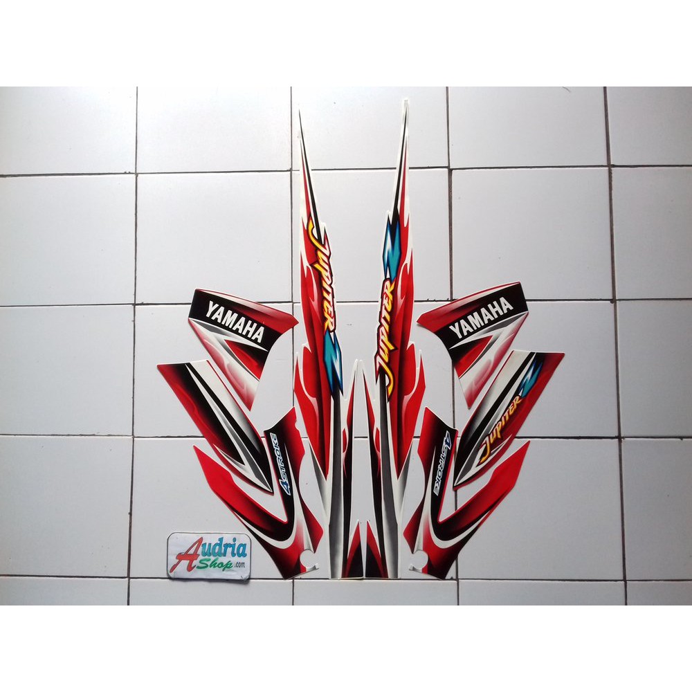 Variasi Striping Stiker Motor Yamaha Jupiter Z 2005 Putih-Merah