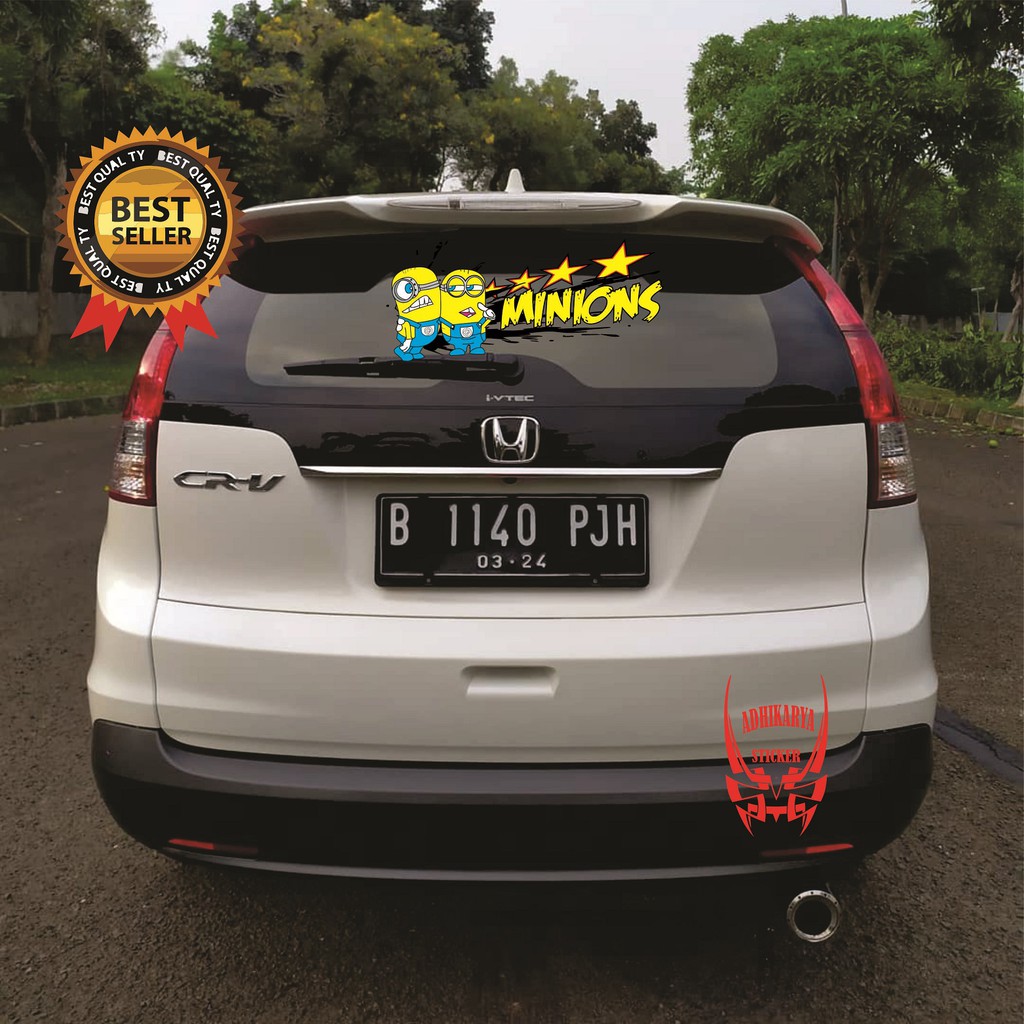STIKER MOBIL STIKER KERETA KACA MOBIL MINIONS BELAKANG CALYA AGYA BRIO AVANZA XENIA RUSH TERIOS