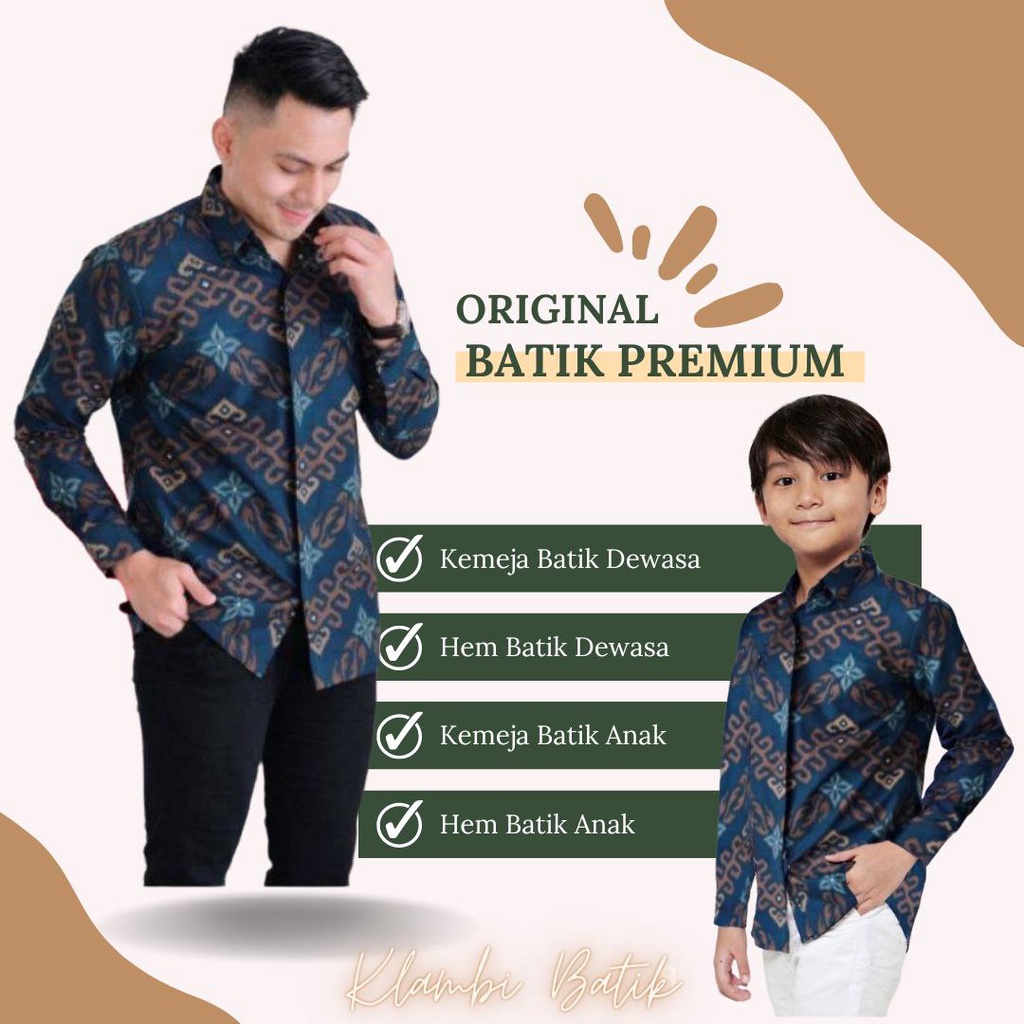 Kemeja Batik Pria Lengan Panjang Couple Batik Ayah Dan Anak Laki-laki Usia 3-13 Tahun Motif Terbaru