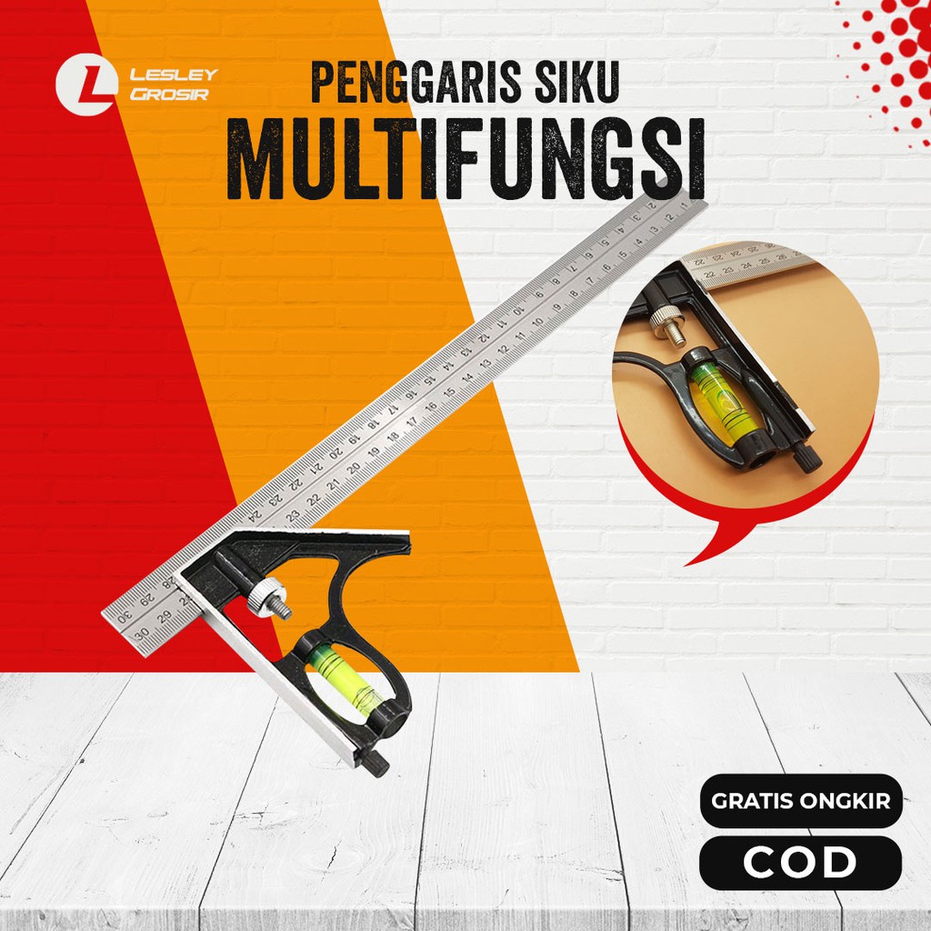 

Mistar Penggaris Siku Tukang Multifungsi Dilengkapi Waterpass Alat Ukur Sudut