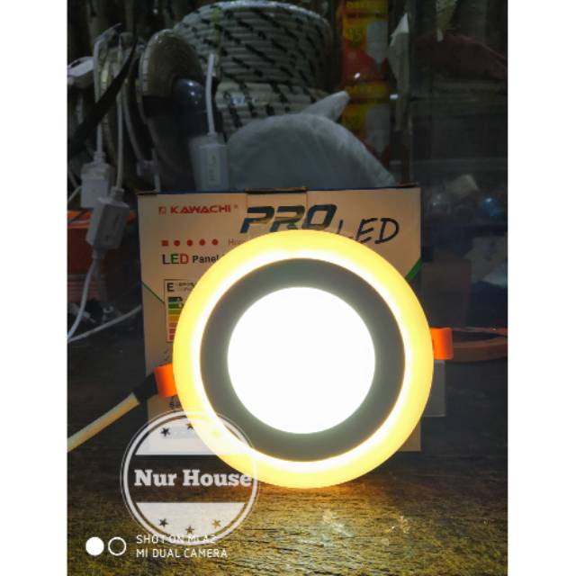 Downlight 2 warna inbow bulat 6+3 watt putih kuning / biru