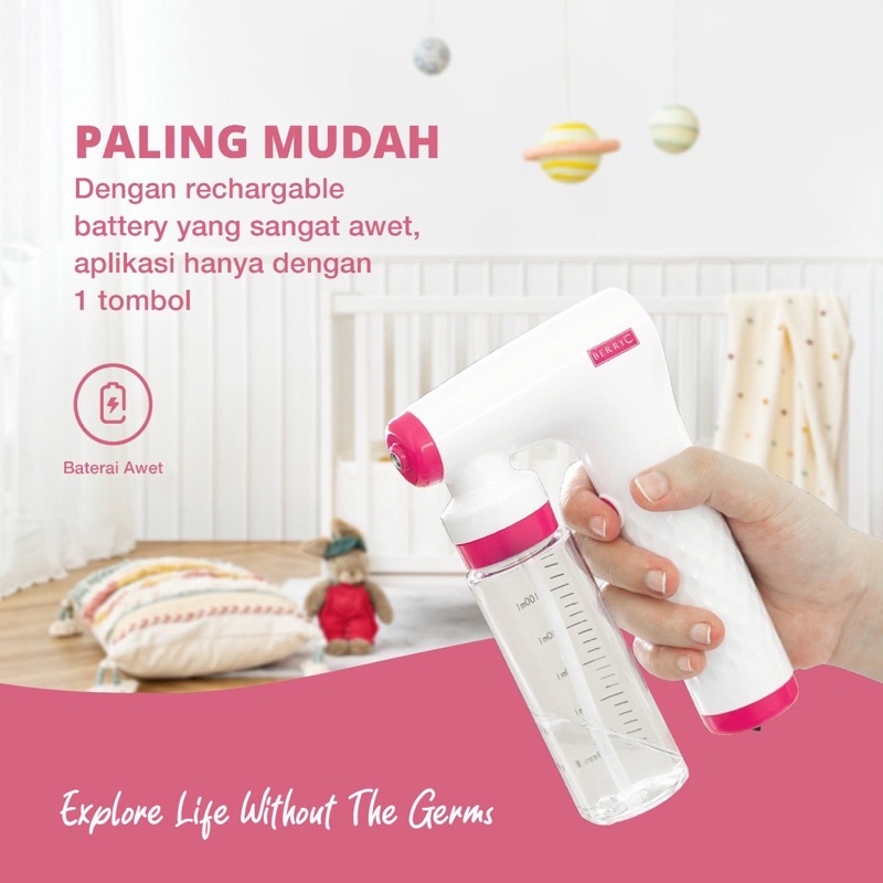 BerryC x Essywidjaja Mini Sanitizer Gun Pastel Rechargeable, Multipurpose &amp; portable