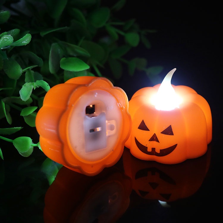Lampu Lilin Led Bentuk Labu Tengkorak Untuk Dekorasi Pesta Halloween