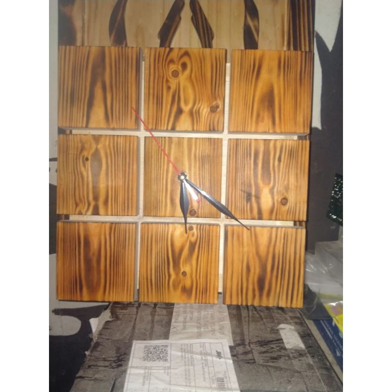 jam dinding, kayu jati belanda