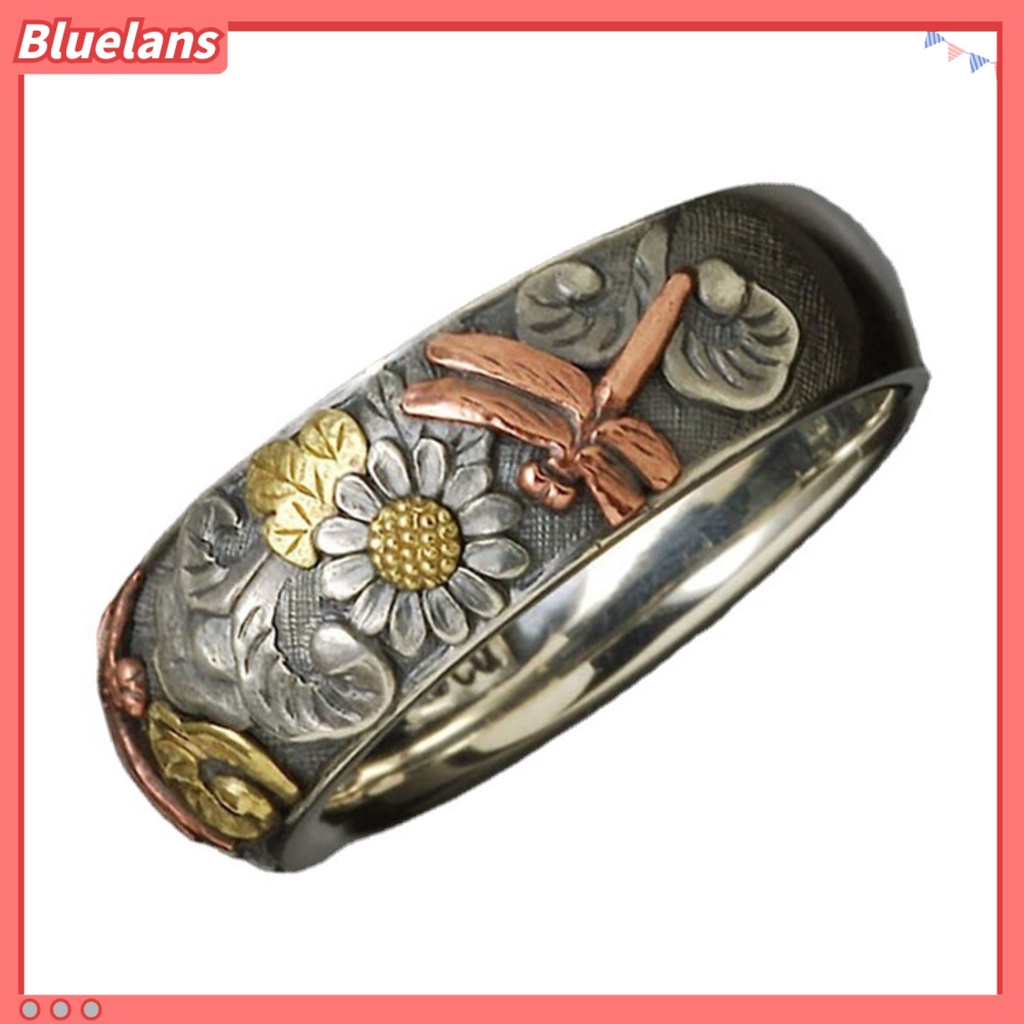 Bluelans Cincin Desain Capung Bunga Matahari Bahan Alloy Gaya Vintage Untuk Pesta