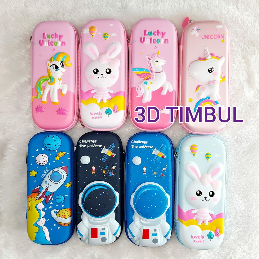 Tempat pensil mini kotak pensil karakter unicorn flaminggo shark Lucu anak paud TK SD