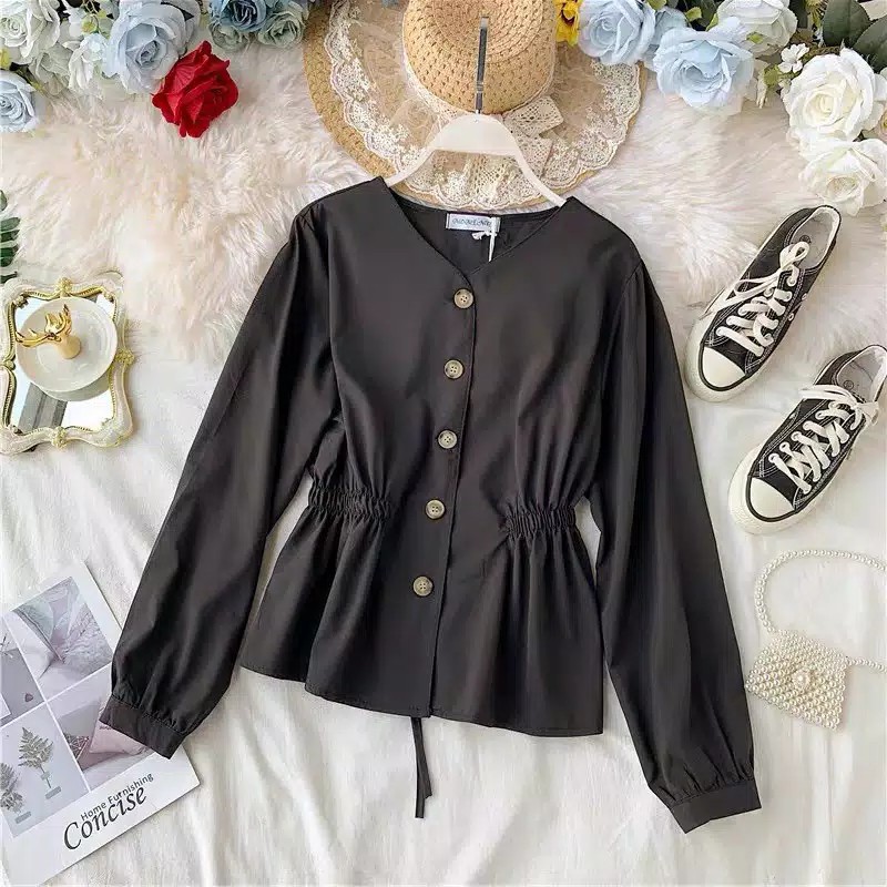 DISKON POKA TOP - blouse korea / korean style / daily blouse / blouse hits / grosir blouse