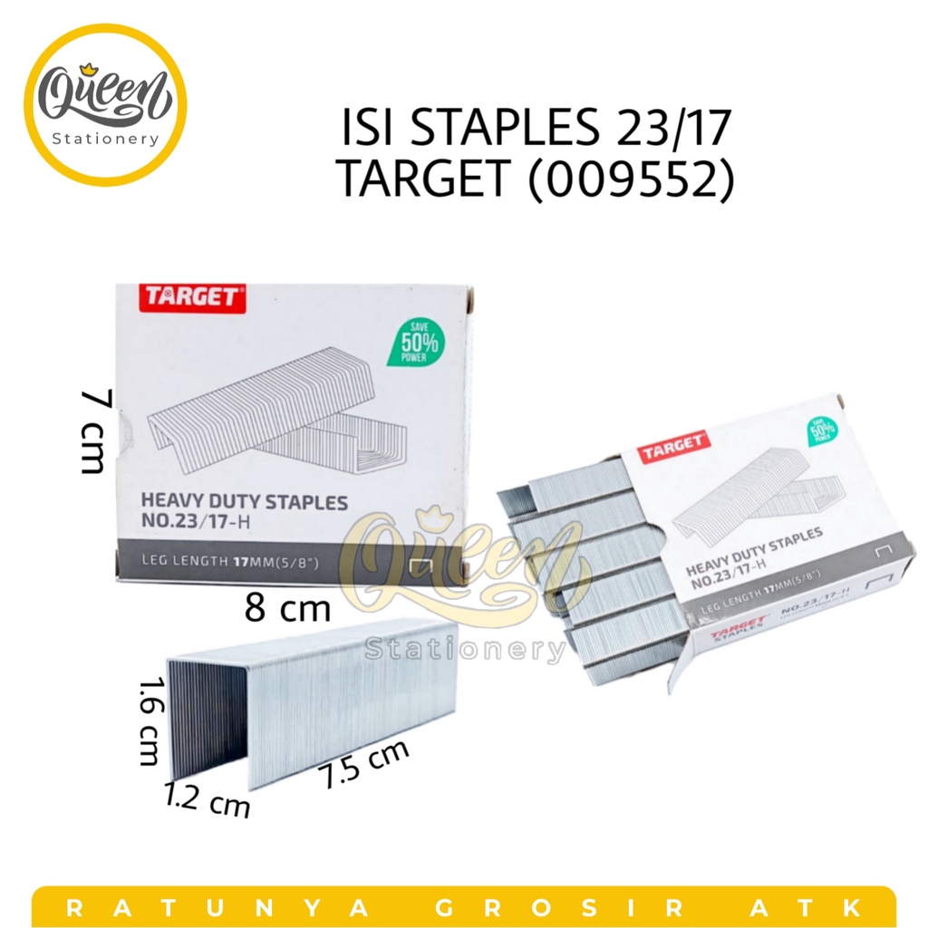 

1 KOTAK KECIL ISI STAPLES 23/17 TARGET (009552) / ISI STAPLER BESAR / ISI STAPLES TARGET / ISI STAPLER KERTAS TEBAL