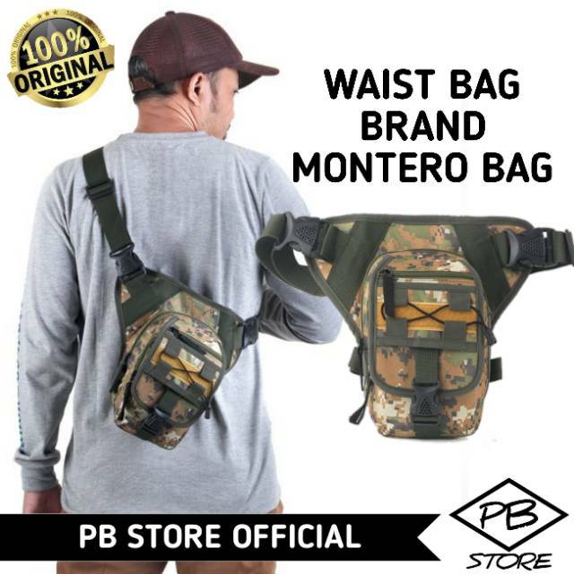 TAS SELEMPANG PINGGANG WAIST BAG SLING BAG PRIA MOTIF ARMY TENTARA 0RIGINAL BRAND MONTERO BAG MR 828