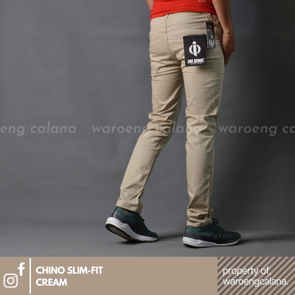 Celana Chino Formal Chinos Cream Panjang Pria Slim Fit