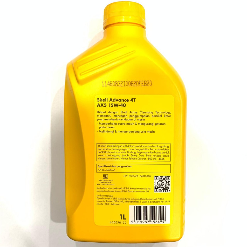 OLI SHELL ADVANCE AX5 1 LITER 15W40 PREMIUM MINERAL ORIGINAL