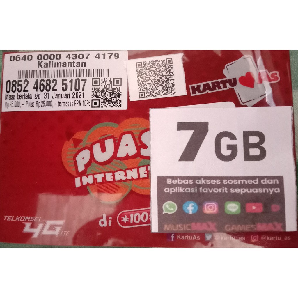 Kartu Perdana Telkomsel Kuota Internet 7gb Unlimited Max Shopee Indonesia