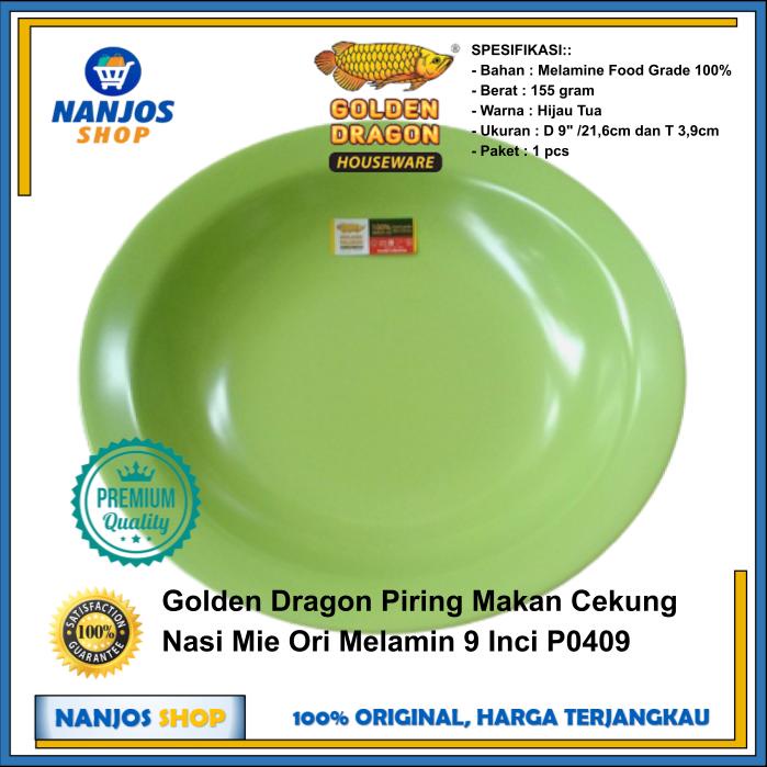 Golden Dragon Piring Makan Cekung Nasi Mie Ori Melamin 9 Inci P0409